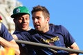 Jordi Alba (right) and Thiago Alcantara (left), players of F.C Barcelona football team