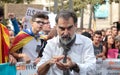 Jordi Cuixart during demostration for independence in Barcelona Royalty Free Stock Photo