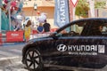 JosÃ© Angel Guirao bonfire, first prize at A Punt Fogueres 2023 and publicity car in close-up of Hyundai