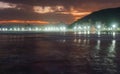 Jose menino beach in Santos city, Sao Paulo, Brazil, at dusk. Royalty Free Stock Photo