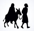 Joseph and Mary go to Bethlehem. Vector drawing