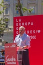 Josep Borrell giving a speech at the Plaza del Ayuntamiento in Valencia