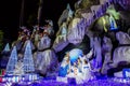 Joseph And Mary With Baby Jesus Statues In Cave At A Church On Chirstmas.