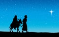 Joseph Mary go to Bethlehem. Vector drawing