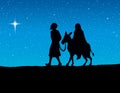 Joseph Mary go to Bethlehem. Vector drawing Royalty Free Stock Photo