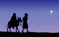 Joseph Mary go to Bethlehem. Vector drawing Royalty Free Stock Photo