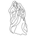 Joseph and Mary holding baby Jesus vector illustration sketch doodle hand drawn isolated on white background. Christmas nativity Royalty Free Stock Photo