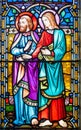 Joseph and Mary Stained Glass Window Royalty Free Stock Photo