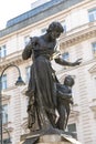 Josephs Fountain on Graben Street.Granite Fountain with a Bronze Statue of Saint Joseph, and a Boy Showing him a Scroll with his