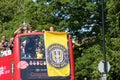 Harrogate Town AFC Celebrating Promotion to the Football League With an open-top Bus Ride Around Town.