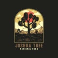 Joshua tree national park, hand drawn line style with digital color