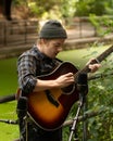 Josiah and the Bonnevilles - Josiah Leming films a session in Prospect Park, New York Royalty Free Stock Photo