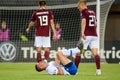 Josip Ilicic #7, lying on the ground , during UEFA EURO 2020 Qualification game