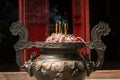 Joss stick bowl in a temple in Hanoi Vietnam