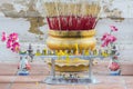 Joss sticks burn Royalty Free Stock Photo