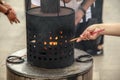 Joss sticks. Burning incense sticks. A close up of burning incense sticks Royalty Free Stock Photo