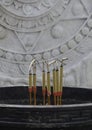 Joss sticks in front of temple Royalty Free Stock Photo