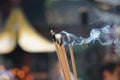 Joss sticks held by worshippers at Candles at Hanshan Temple in Suzhou, China Royalty Free Stock Photo