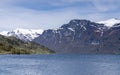 Jostedalsbreen National Park Center area on Lake Oppstrynsvatnet Royalty Free Stock Photo