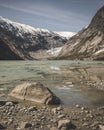 Jostedalsbreen National Park. Glacier Nigardsbreen, near the village of Gaupne in the Jostedalen Valley, Norway, Europe.Natural la Royalty Free Stock Photo