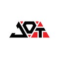 JOT triangle letter logo design with triangle shape. JOT triangle logo design monogram. JOT triangle vector logo template with red Royalty Free Stock Photo
