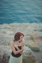 Journal Calendar red hair goddess queen seamaid awaiting her man seaman fisherman on rocky beach cape dreaming about love and fami