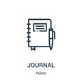 journal icon vector from travel collection. Thin line journal outline icon vector illustration. Linear symbol for use on web and