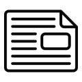 Journal newspaper icon, outline style Royalty Free Stock Photo