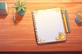 journal with pen lying on a wooden desk Royalty Free Stock Photo