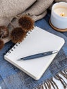 Journaling Tools Arranged on a Cozy Blanket for Reflection and Creativity in a Serene Setting Royalty Free Stock Photo