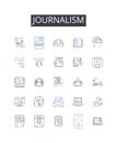 journalism line icons collection. News writing, Press coverage, Reportage style, Media reporting, News reporting, Prose