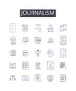 journalism line icons collection. News writing, Press coverage, Reportage style, Media reporting, News reporting, Prose