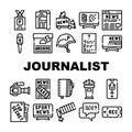 Journalist Accessories Collection Icons Set Vector Illustrations Royalty Free Stock Photo