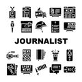 Journalist Accessories Collection Icons Set Vector Illustrations Royalty Free Stock Photo