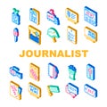 Journalist Accessories Collection Icons Set Vector Illustrations Royalty Free Stock Photo