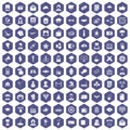 100 journalist icons hexagon purple