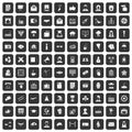 100 journalist icons set black Royalty Free Stock Photo