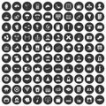 100 journalist icons set black circle Royalty Free Stock Photo