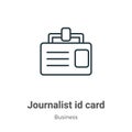 Journalist id card outline vector icon. Thin line black journalist id card icon, flat vector simple element illustration from Royalty Free Stock Photo