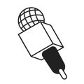 Journalist microphone black and white 2D cartoon object