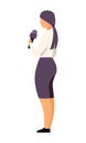 Journalist with microphone semi flat color vector character Royalty Free Stock Photo