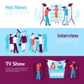 Journalist News Pressman Banner Set Royalty Free Stock Photo