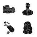 Journalist, Profession, tourism and other web icon in black style.hair, makeup, microphone icons in set collection.