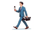 Journalist walks to fulfill his professional duties Royalty Free Stock Photo