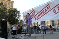 The journalist Zoya Svetova supports political prisoners on meeting