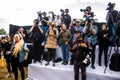 Journalists attend the conference on the Nova Festival