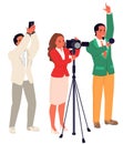 Journalists crew vector news presenters team illustration