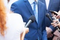 Journalists making media interview with unrecognizable business person or politician Royalty Free Stock Photo