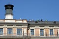 Journalists on the roof of the Moscow hotel `national` waiting for the parade dedicated to the 75th anniversary of victory In the