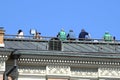 Journalists on the roof of the Moscow hotel `national` waiting for the parade dedicated to the 75th anniversary of victory In the